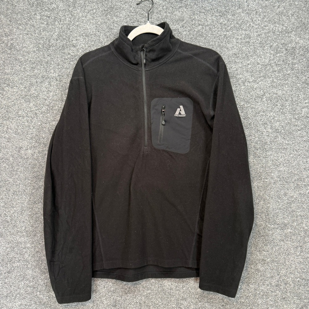 Eddie Bauer First Ascent Sweater Mens Medium Black 1/4 Zip Fleece Mountaineering